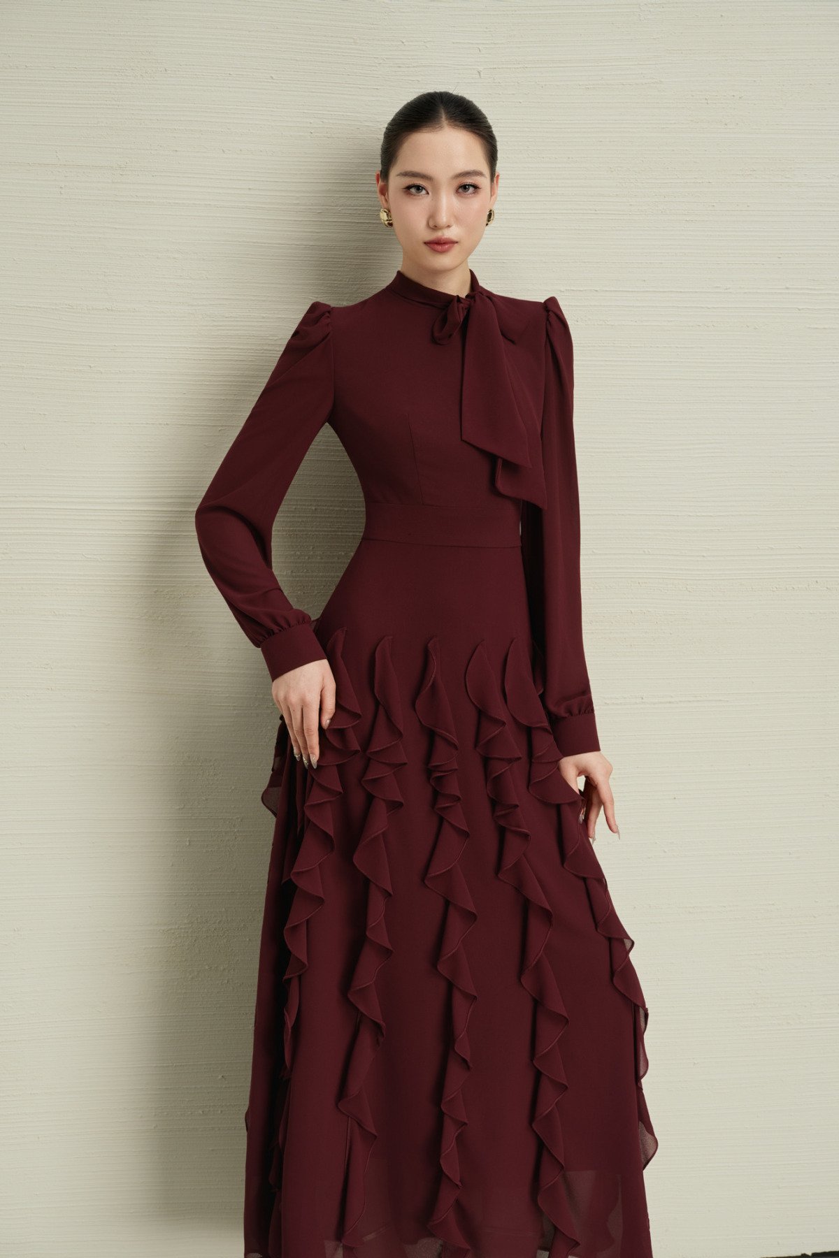 Plum Burgundy Silk Chiffon