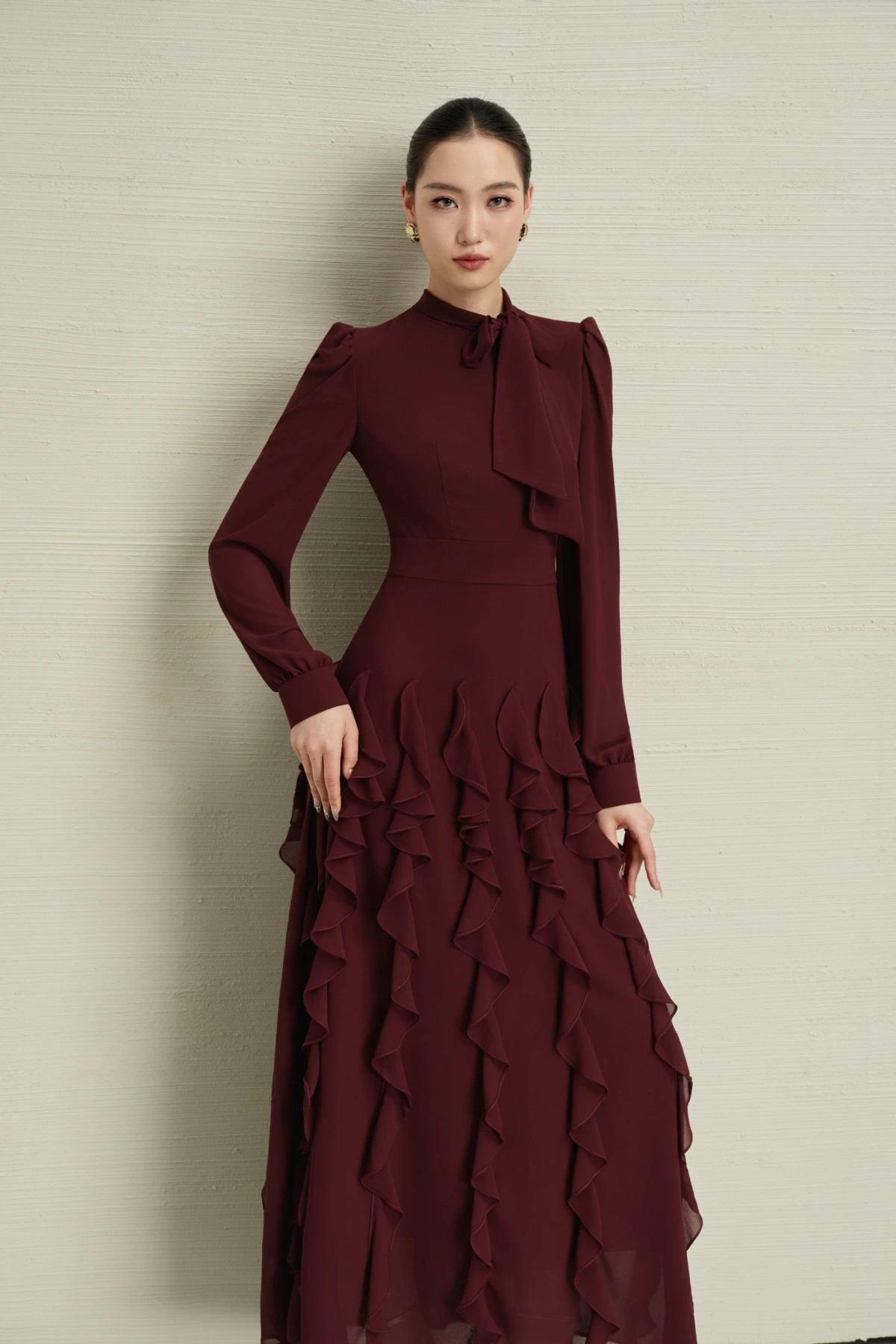 Plum Burgundy Silk Chiffon