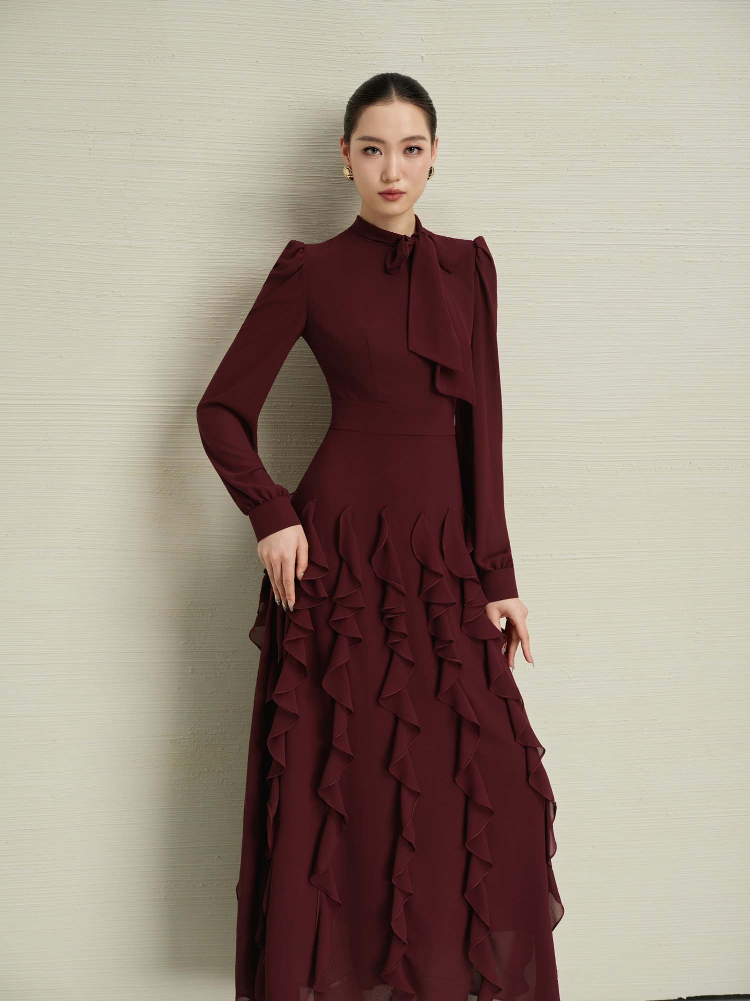 Plum Burgundy Silk Chiffon