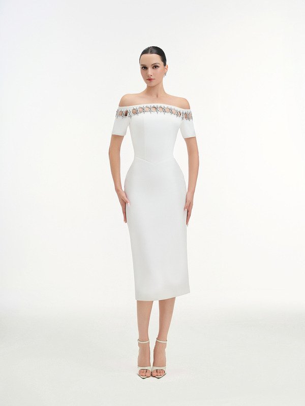 FEMININITY - Váy midi trắng - Image 2