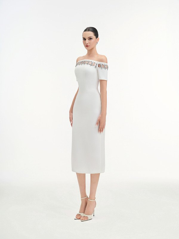 FEMININITY - Váy midi trắng - Image 5