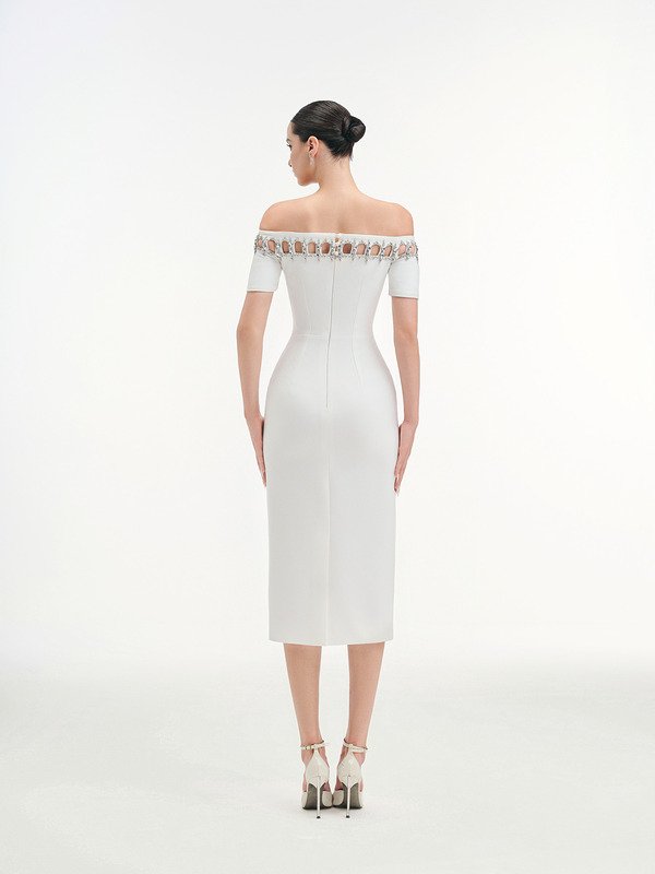 FEMININITY - Váy midi trắng - Image 6