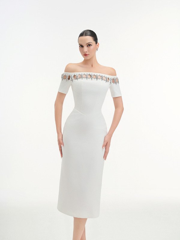 FEMININITY - Váy midi trắng - Image 3
