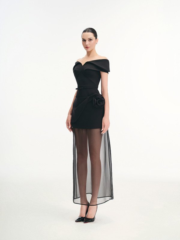 FEMININITY - VÁY ĐEN PHỐI OGANZA - Image 5