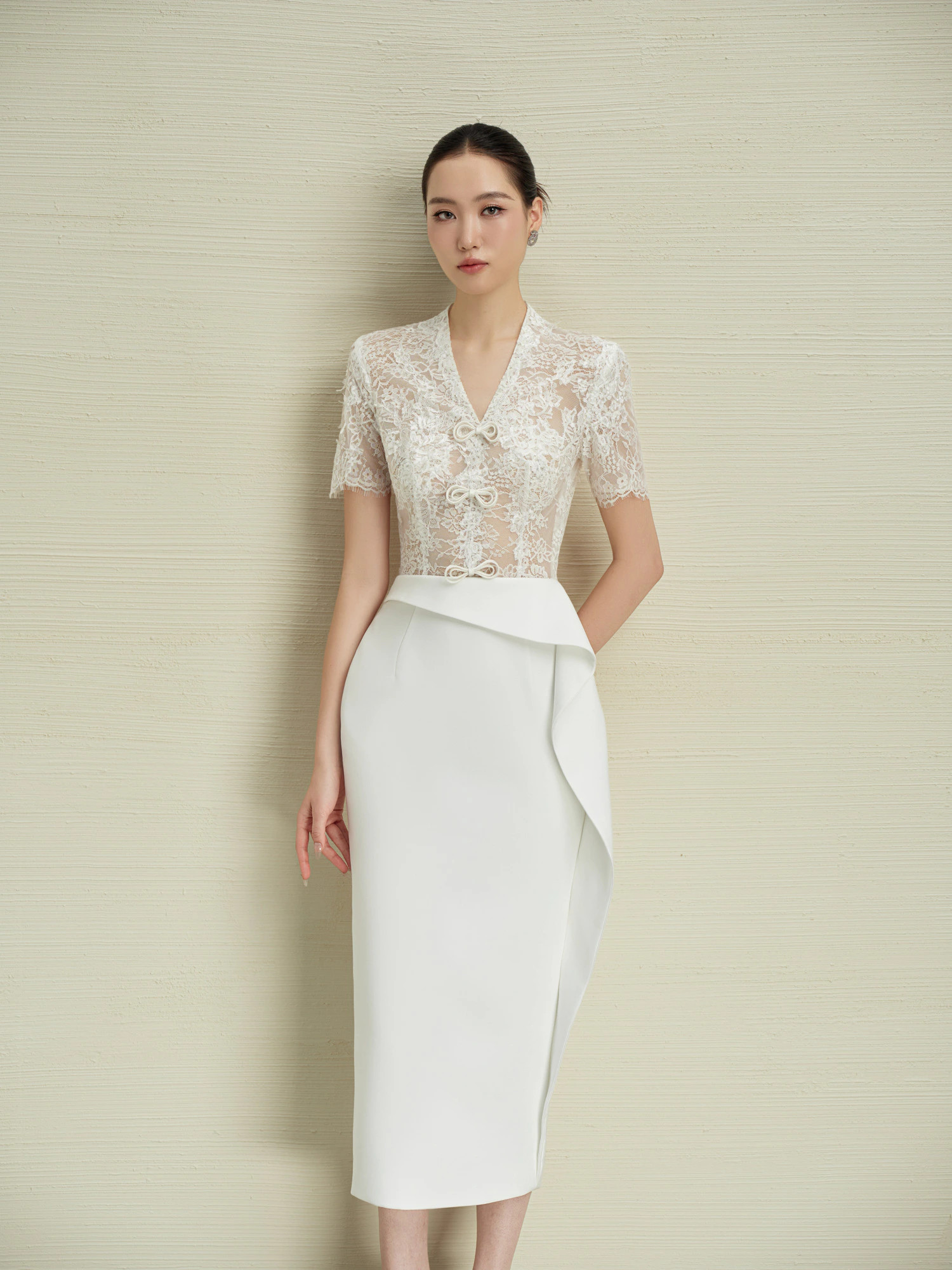 ĐẦM BÚT CHÌ PHỐI REN HOA 3D - Image 4