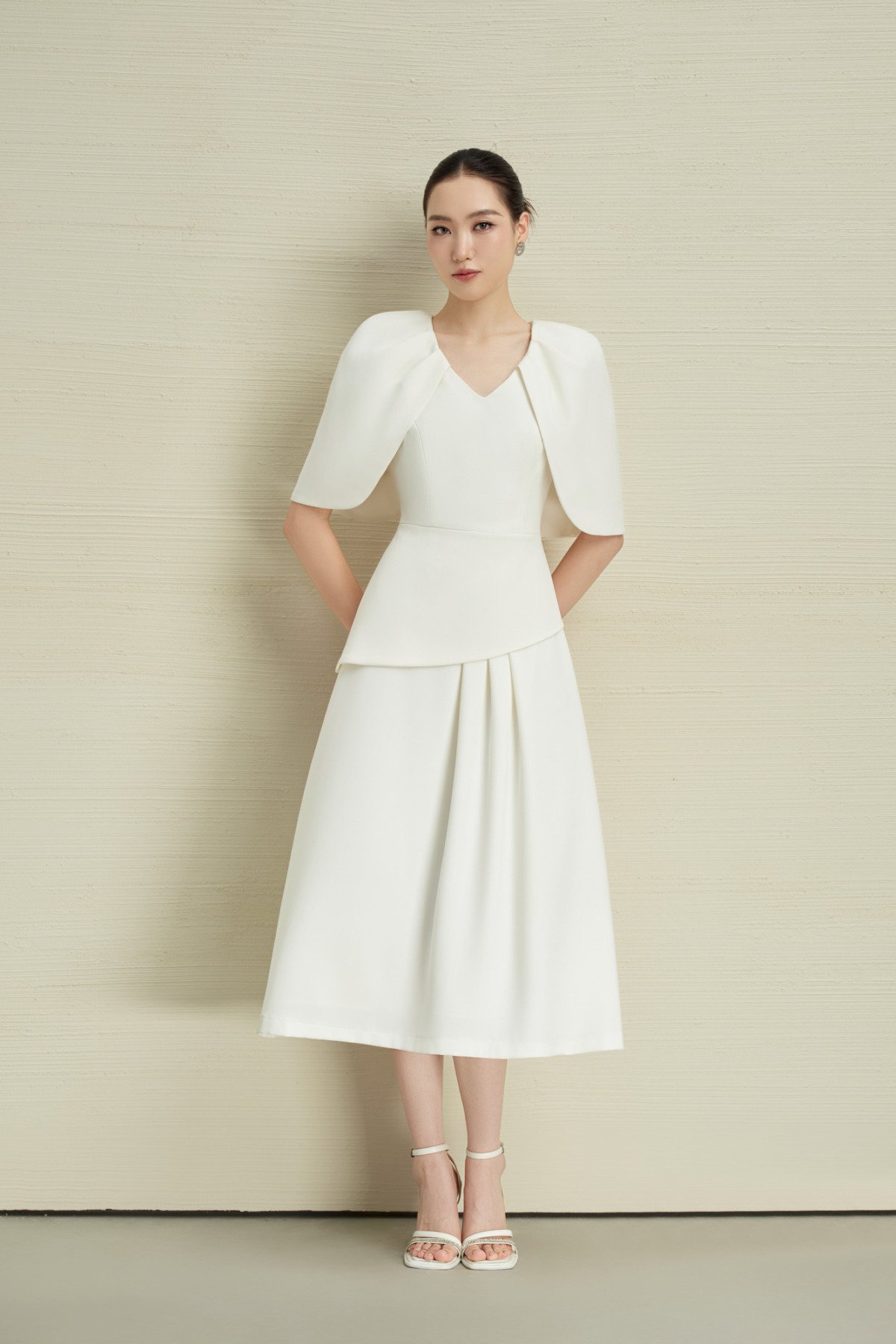 ĐẦM XÒE PEPLUM TAY CHOÀNG