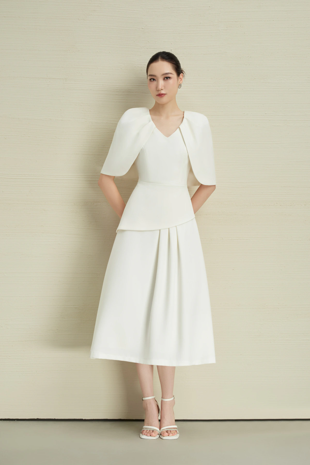 ĐẦM XÒE PEPLUM TAY CHOÀNG