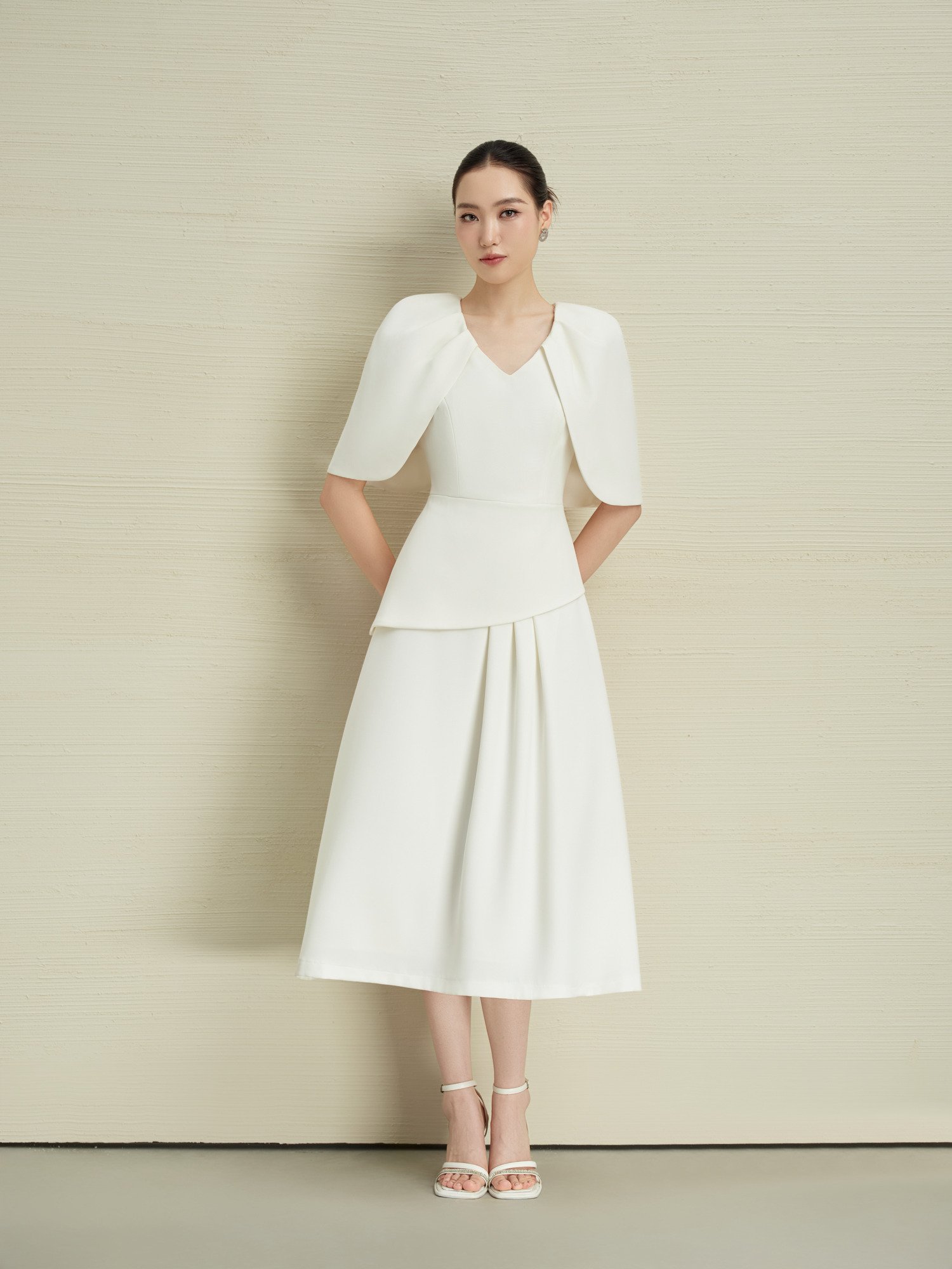 ĐẦM XÒE PEPLUM TAY CHOÀNG