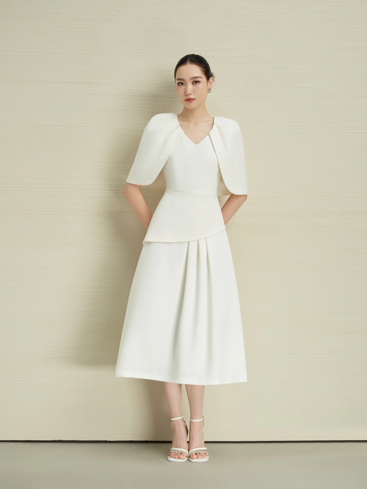 ĐẦM XÒE PEPLUM TAY CHOÀNG