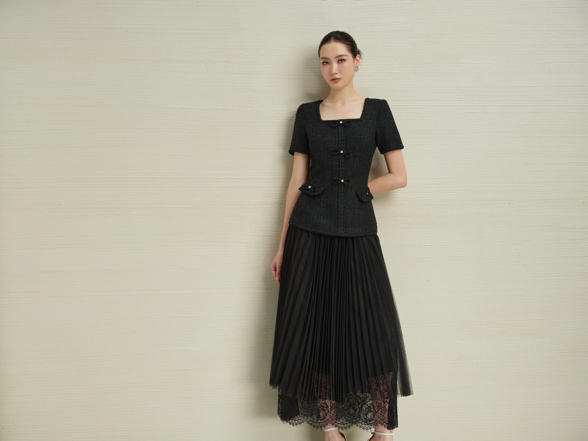 ÁO TWEED PEPLUM ĐÍNH NƠ - Image 6