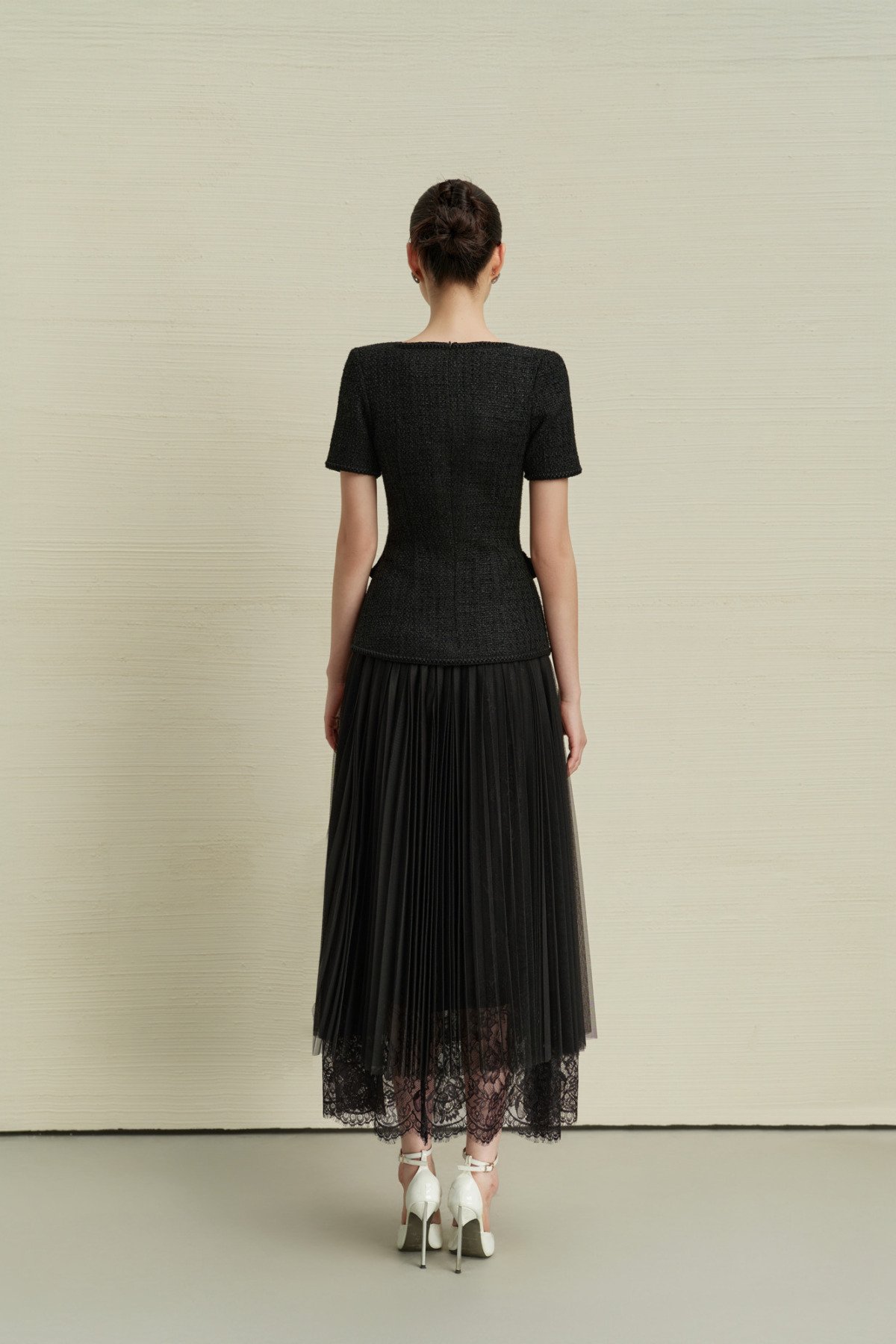 ÁO TWEED PEPLUM ĐÍNH NƠ