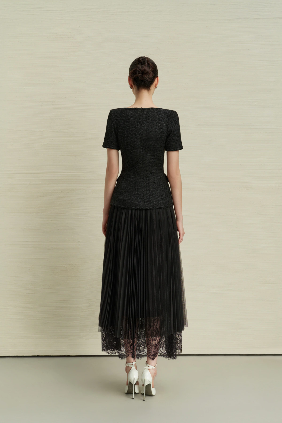 ÁO TWEED PEPLUM ĐÍNH NƠ