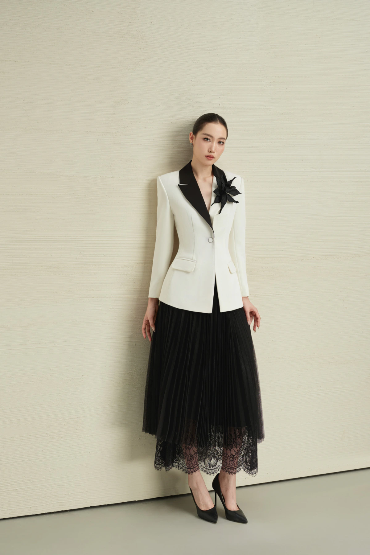 SET VEST PHỐI TRẮNG HOA CÀI