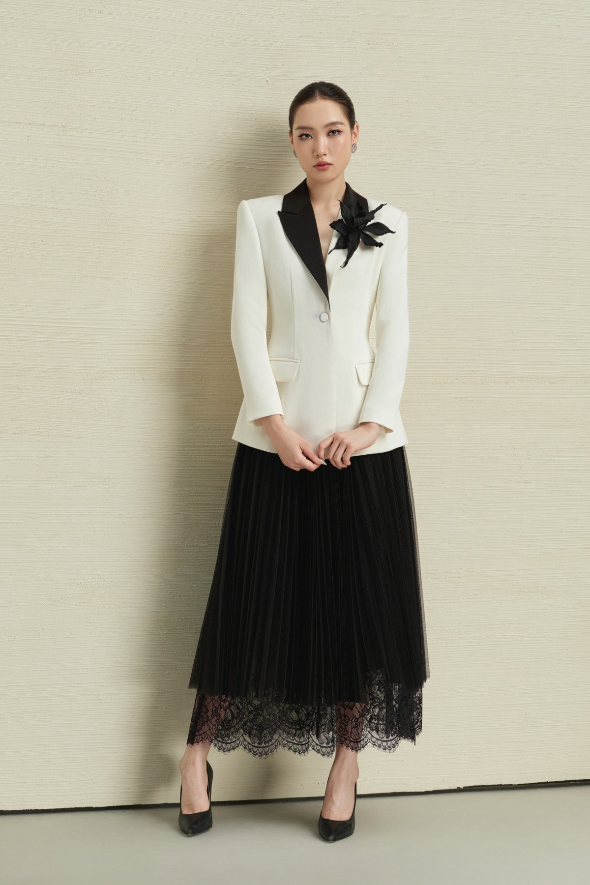 SET VEST PHỐI TRẮNG HOA CÀI