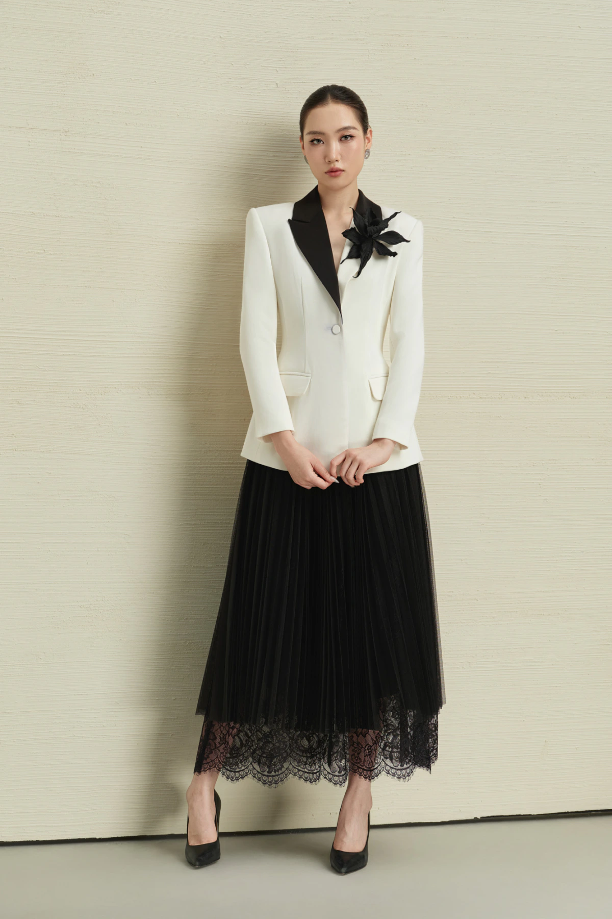 SET VEST PHỐI TRẮNG HOA CÀI