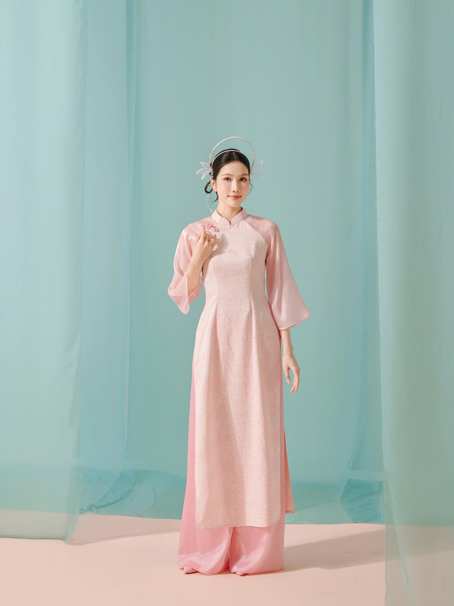 ÁO DÀI TRUYỀN THỐNG HỒNG PASTEL - Image 3