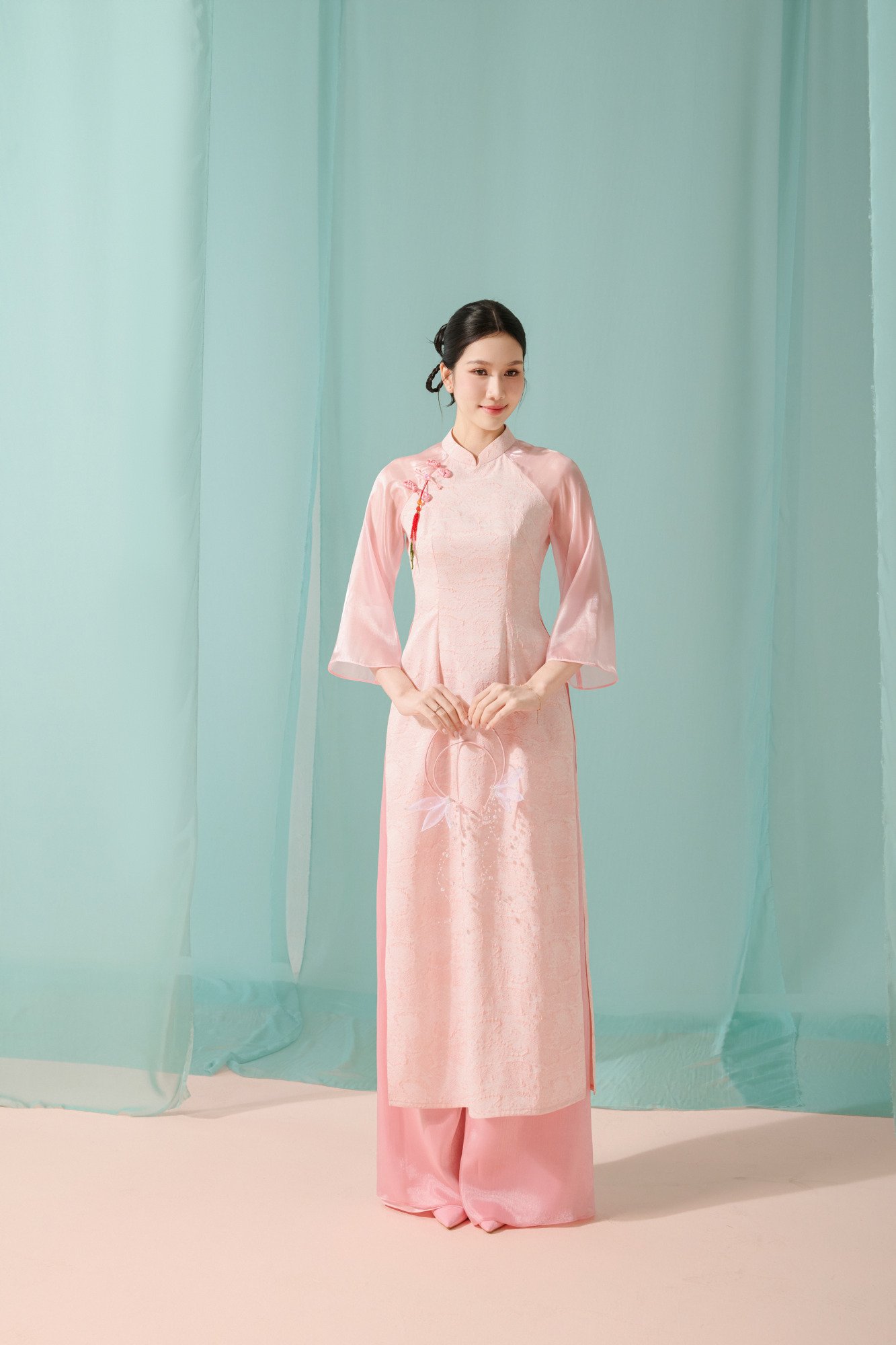 ÁO DÀI TRUYỀN THỐNG HỒNG PASTEL