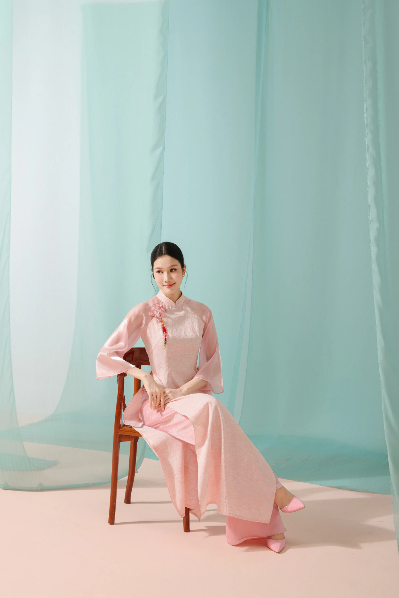 ÁO DÀI TRUYỀN THỐNG HỒNG PASTEL - Image 2