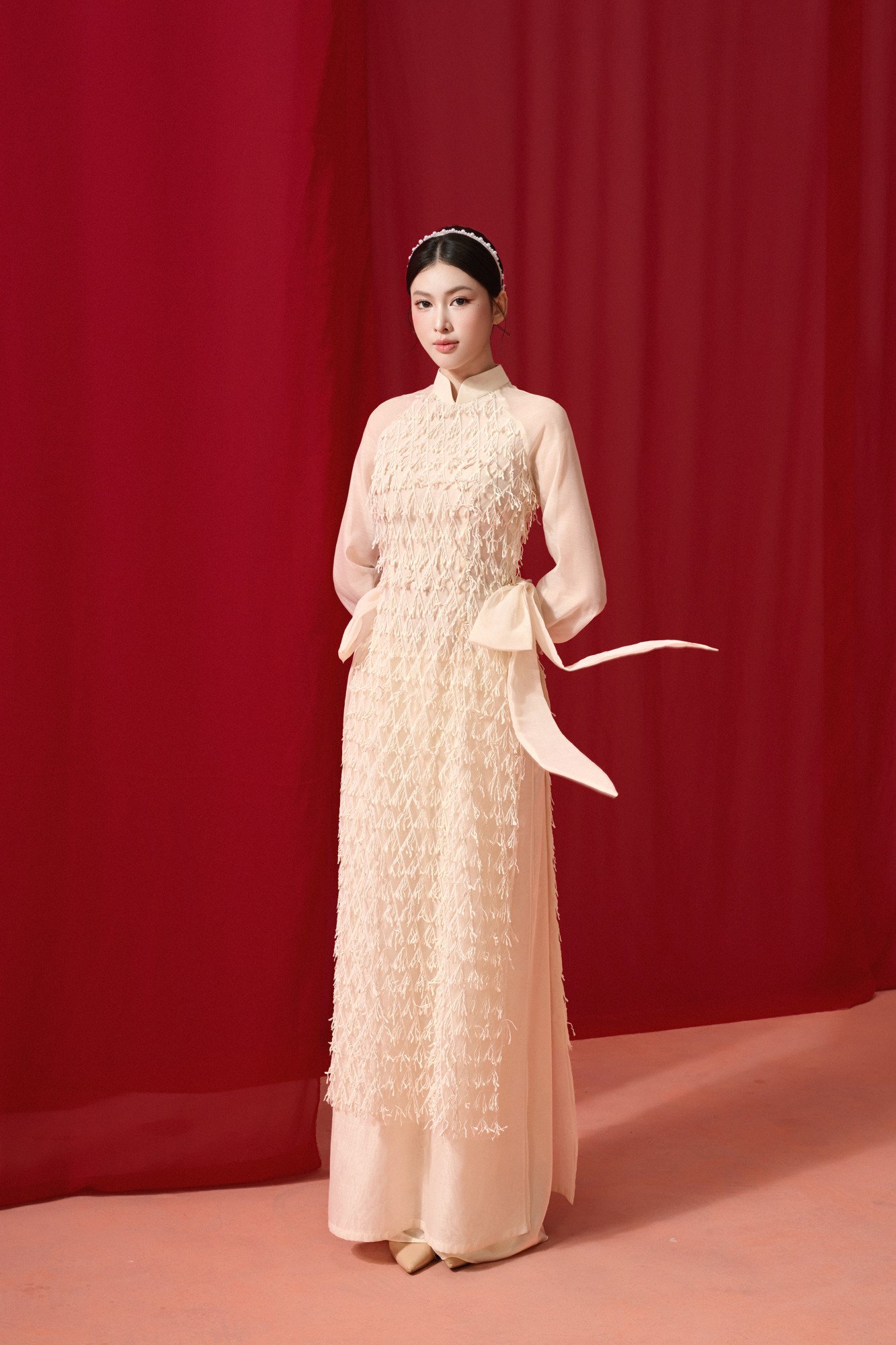 ÁO DÀI REN PHỐI NƠ