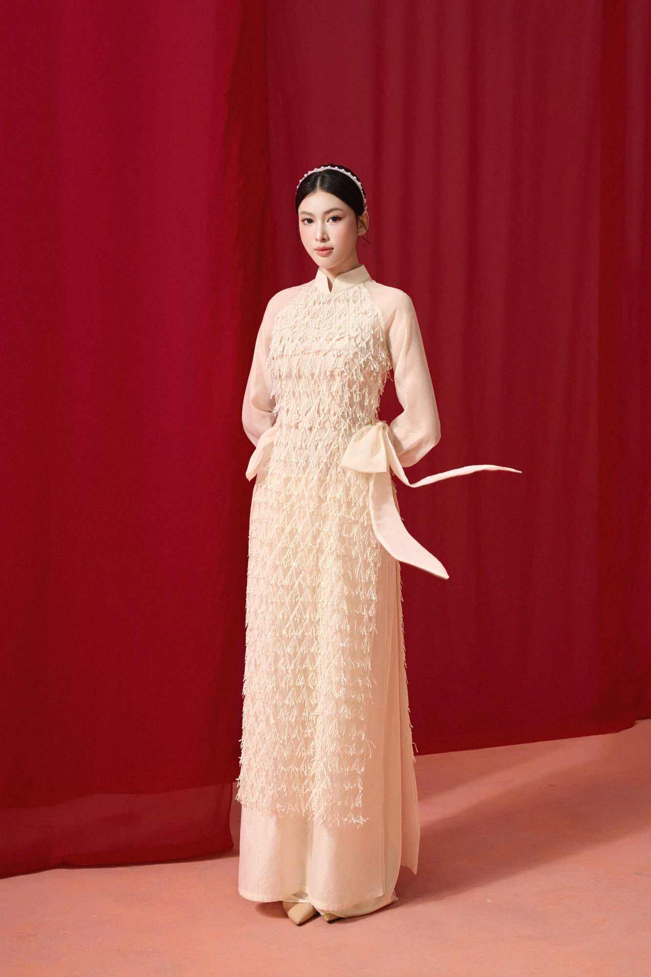 ÁO DÀI REN PHỐI NƠ