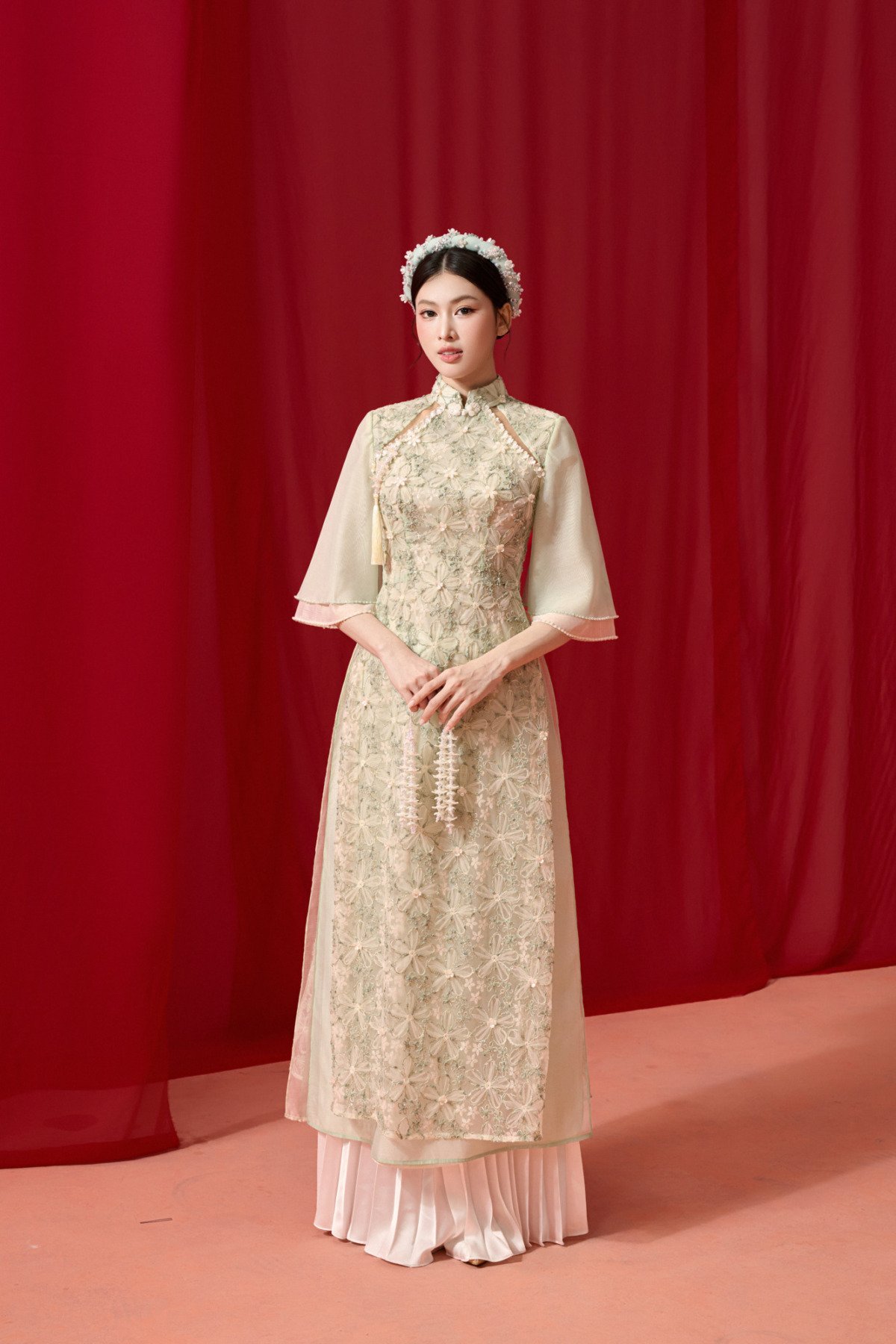 ÁO DÀI ĐÍNH KẾT HOA