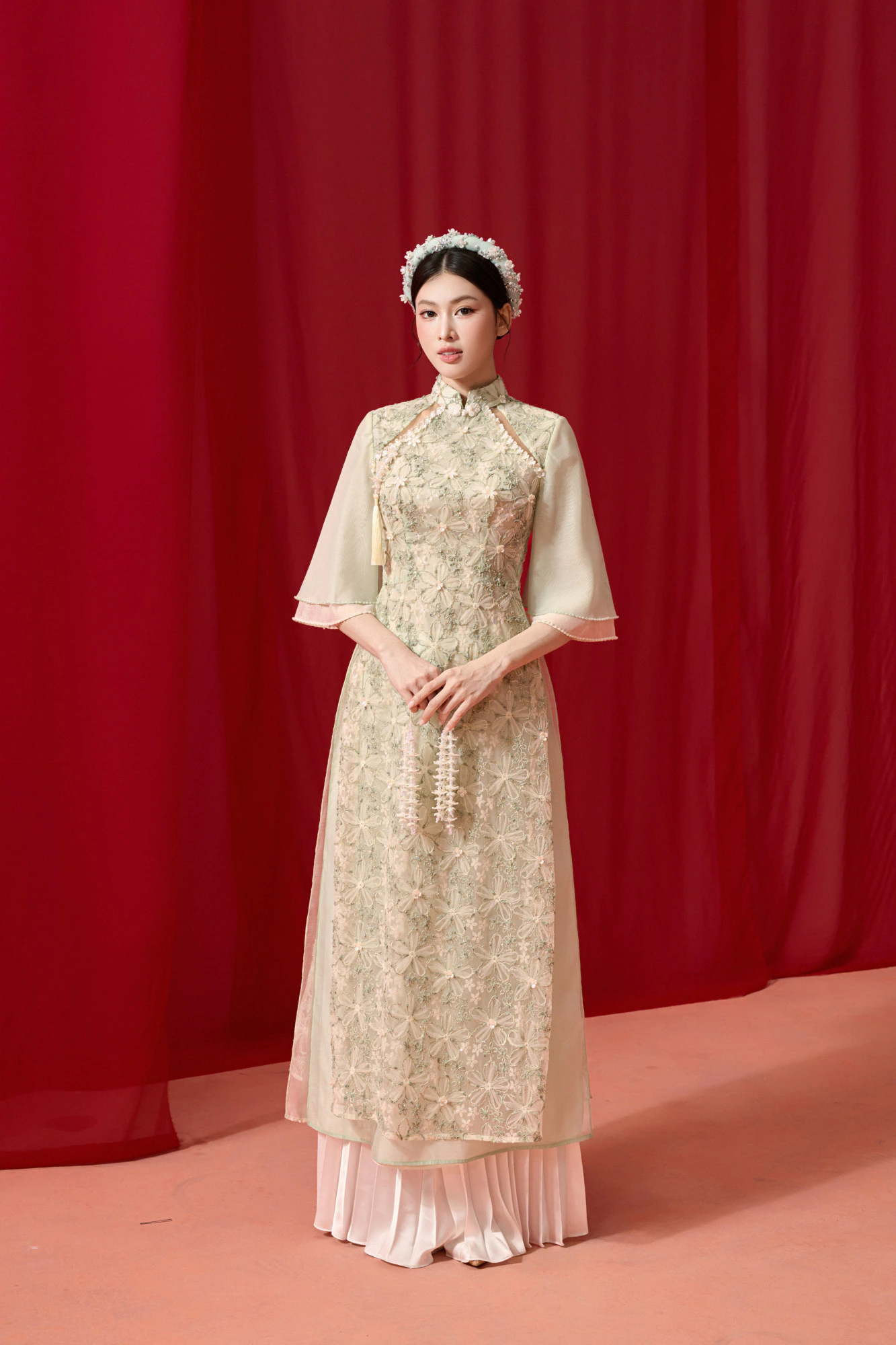 ÁO DÀI ĐÍNH KẾT HOA