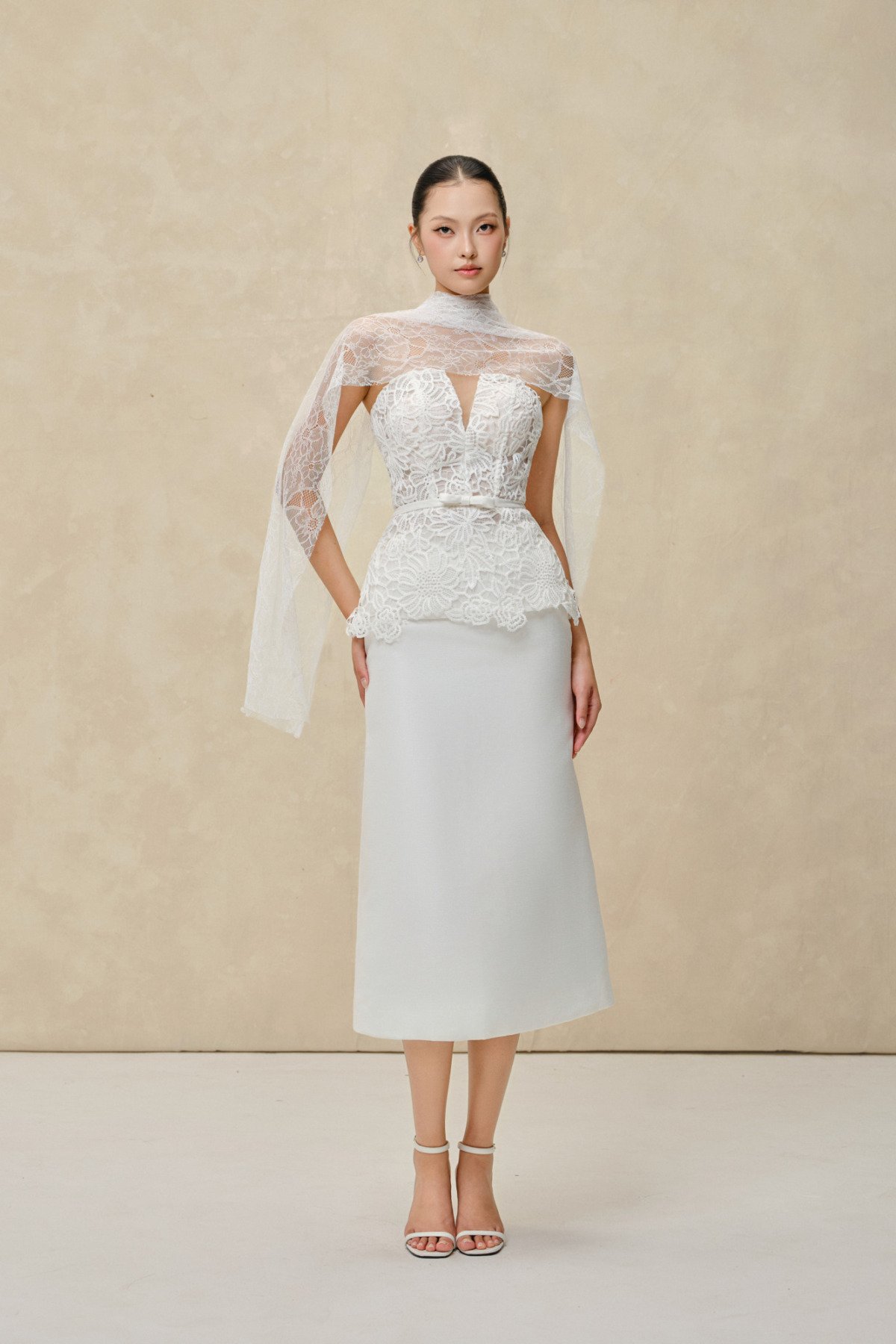 Set váy corset ren hoa