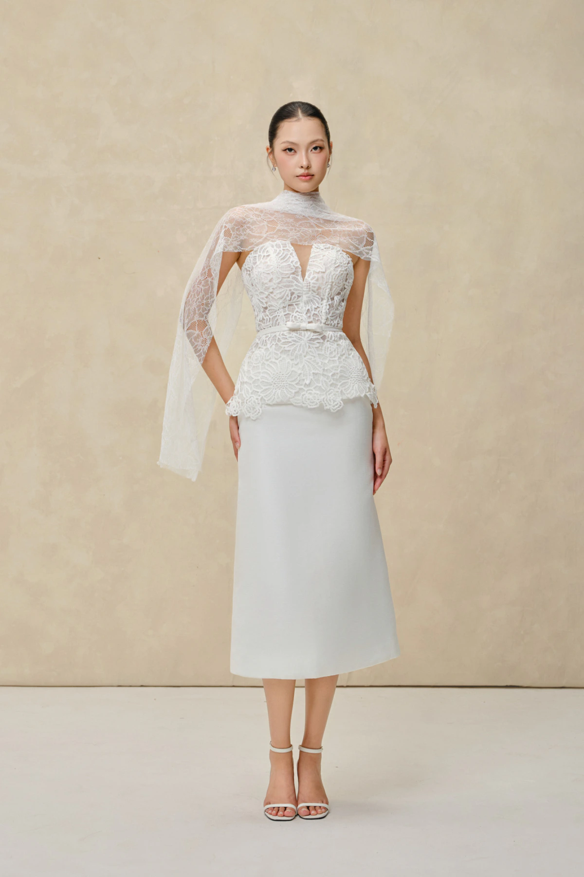 Set váy corset ren hoa